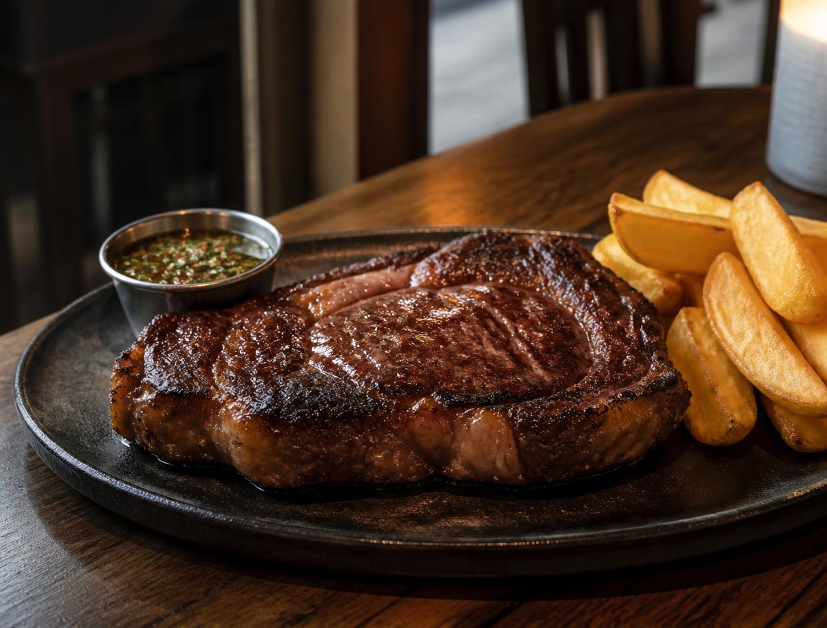Juicy grilled Argentinian rib-eye steak